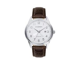 Viceroy Reloj Hombre Elegante de Acero Inoxidable - 42 mm - Movimiento de Cuarzo - Esfera Blanca - Resistente al Agua 5 ATM - Correa de Piel - Colección Grand - 401207-05