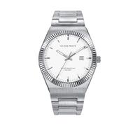 Viceroy Reloj Hombre Elegante para Vestir de Acero Inoxidable - 41 mm - Movimiento de Cuarzo - Esfera Blanca - Bisel Dorado - Resistente al Agua 5 ATM - Colección Dress - 401433-07