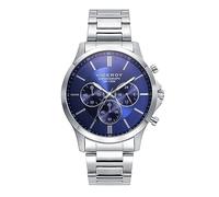 Viceroy Reloj Hombre Elegante para Vestir de Acero Inoxidable - 43 mm - Movimiento de Cuarzo - Esfera Azul - Bisel Dorado - Resistente al Agua 10 ATM - Colección Dress - 401291-37
