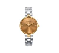 Viceroy Reloj Mujer 401300-97 - Caja de Acero Dorado, Esfera Dorada, Movimiento de Cuarzo, Brazalete Plateado, 30mm, 3 ATM