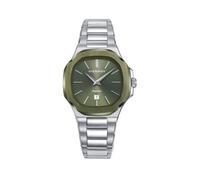 Viceroy Reloj Mujer 45110-67 Acero Inoxidable IP Verde - Esfera Octogonal 30x30 mm, Cristal de Zafiro, Cuarzo Analógico, Calendario, Sumergible 100M, Brazalete Plateado
