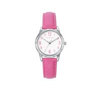 Viceroy Reloj Fashion Niña Comunión 401278-04 - Caja de Acero, Correa de Piel Rosa, Movimiento de Cuarzo, Pulsera de Plata con Cordón Rosa de Regalo