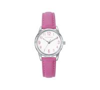 Viceroy Reloj Fashion Niña Comunión 401278-04 - Caja de Acero, Correa de Piel Rosa, Movimiento de Cuarzo, Pulsera de Plata con Cordón Rosa de Regalo