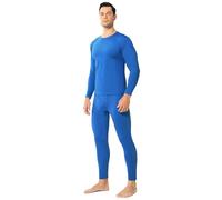 ViCherub Ropa interior térmica para hombre, forro polar, pantalones largos, térmicas, capa base para clima frío, Azul, Medium