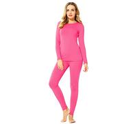 ViCherub Ropa interior térmica para mujeres con forro polar Long Johns capa base térmica conjunto de parte superior e inferior para clima frío, Rosa, XL