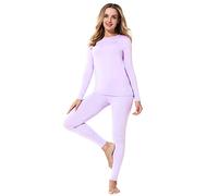 ViCherub Ropa interior térmica para mujeres con forro polar Long Johns capa base térmica conjunto de parte superior e inferior para clima frío, Lavanda, S
