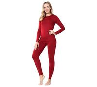 ViCherub Ropa interior térmica para mujeres con forro polar Long Johns capa base térmica conjunto de parte superior e inferior para clima frío, Rojo, M