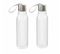 VICHOME Botella de Agua 600 ml ORYX Pack 2 Unidades | Plástico Tritan Libre BPA | Tapón Acero Inoxidable Antigoteo | Asa de Transporte | 7x24 cm