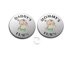 Vichona Regalos divertidos para papá y mamá, moneda para tomar decisiones, regalo de nuevo bebé para padres, mamá, papá, embarazo, mujeres, primera vez para ser madres, papás, día de San Patricio,