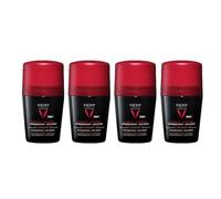 VICHY Desodorante Clinical Control 96h Hombre Roll On | Sin alcohol | Antiodor y antihumedad | Protección duradera | Todo tipo de pieles | Pack 4x50 ml