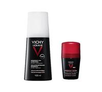 VICHY Duo Hombre Desodorante Ultra Fresco 100 ml + Desodorante Clinical Control 96h Roll On 50 ml | Antiodor | Hipoalergénico | Protección duradera