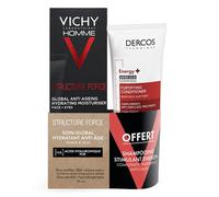 Vichy Homme Cuidado Hidratante Antiedad para Hombre 50 ml + Champú Estimulante Anticaída de 50 ml Gratis