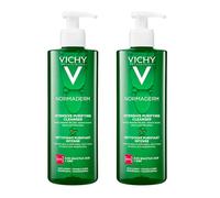 VICHY Normaderm Gel Limpiador Purificante Intenso 2 x 400 ml. Para piel grasa con tendencia acneica. Elimina impurezas y exceso de sebo, limpia profundamente. Hipoalergénico y no comedogénico