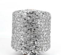 VICIYOO Ovillo de 50 g de Hilo de Lentejuelas Plateadas Doradas con Purpurina Brillante para Tejer, Crochet, suéteres, Manualidades, Bolsa de Bricolaje