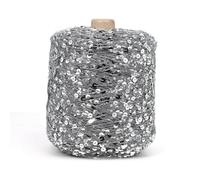 VICIYOO Ovillo de 50 g de Hilo de Lentejuelas Plateadas Doradas con Purpurina Brillante para Tejer, Crochet, suéteres, Manualidades, Bolsa de Bricolaje