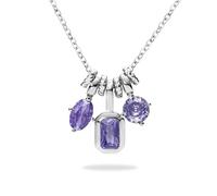 VICKWOOD 3Anhänger Halskette Damen 925 Silberkette 5A Zikonia 45cm in Emarald/Grün/Rot/Blau/Pink Ketten in Silber/Gold/Rosegold Schmuck Geschenk für Frauen, Medium, Plata esterlina, Circonia cúbica