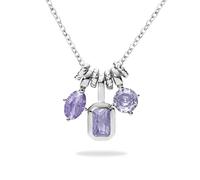 VICKWOOD 3Anhänger Halskette Damen 925 Silberkette 5A Zikonia 45cm in Emarald/Grün/Rot/Blau/Pink Ketten in Silber/Gold/Rosegold Schmuck Geschenk für Frauen, Medium, Plata esterlina, Circonia cúbica