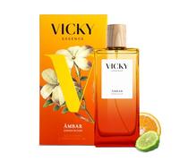 VICKY ESSENCE ÁMBAR Eau De Toilette 100ml | Perfume Cítrico y Aromático para Mujer | 92% Origen Natural y Vegano | Fragancia Fresca con Notas de Lima, Jazmín y Ámbar