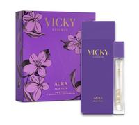 VICKY ESSENCE Eau de Toilette AURA 100ML+ EDT 20ml | Set de Perfume de Mujer | Fragancia Duradera | Vainilla y almizcle | Pera y flor de Naranjo