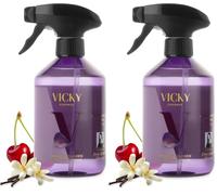 VICKY ESSENCE HOME SPRAY Ambientador de Hogar Velvet Garden - Home Spray Perfumado con Flores Blancas, Cereza y Vainilla - Aroma Romántico y Acogedor - 500 ml (Paquete de 2)