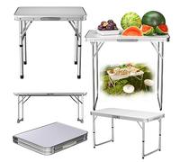 VickyHome 90 x 60 x 67 cm blanco plegable jardín camping picnic mesa mesa de alta potencia plegable mesa de comedor de plástico con 2 alturas ajustables para fiestas de barbacoa