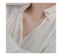 Vickyliou Jewelry, Collar con Colgante de Luna y Estrella Celestial for Mujer, joyería Ideal for Uso Diario y Ocasiones Especiales.,Necklace(Silver)