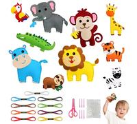 Vicloon 10 Pcs Kit de Costura de Niños, Kit de Manualidades de Fieltro Crochet de Adorables Animal de Niños para Niños a Partir de 6 Años, Kit de Costura para Principiantes Aprender a Coser/Bordado