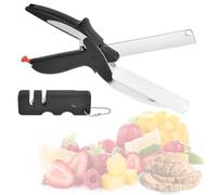 Vicloon 2 en 1 Clever Cortador de Cocina,Tijeras y Tabla de Cortar con piedra de afilar,Cortador de Alimentos,Chopper Cuchillos