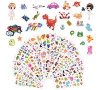 Vicloon 38 Hojas Pegatinas para Niños Mayores de 3 Años 1000+3D Puffy Pegatinas, Stickers Infantiles para Gratificantes Scrapbooking, Que Incluye Animales, Dinosaurios, Chica de Vestir y Más