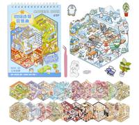 Vicloon 3D Sticker Scene, 20 Juegos de Pegatinas Casa para Adultos, Lindo Fun Cartoon 3D con Pinzas, Reutilizables DIY Scene Stickers House, Restaurantes Fiestas Manualidades Creativas Regalos C