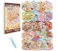 Vicloon 3D Sticker Scene, 20 Juegos de Pegatinas Casa para Adultos y Niños, Lindo Fun Cartoon 3D con Pinzas, Reutilizables DIY Scene Stickers House, Restaurantes Fiestas Manualidades Creativas Regalos
