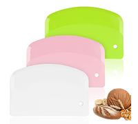 Vicloon 3PCS Raspador de Masa de Plástico de, Cortador de Masa de Pastelería, Cortador Multipropósito, Espátula, Adecuado para Pasteles, Pizza, Pan, Hornear, Blanco, Verde, Rosa