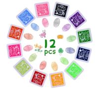 Vicloon Almohadillas De Tinta, 12 Colores Almohadillas de Tinta para Huellas, Tinta para Huellas Dactilares, para Sellos Tinta Sellos Scrapbooking, DIY Pintura de Dedo, Tampon Tinta Colores para Niños