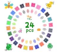 Vicloon Almohadillas De Tinta, 24 Colores Almohadillas de Tinta para Huellas, Tinta para Huellas Dactilares, para Sellos Tinta Sellos Scrapbooking, DIY Pintura de Dedo, Tampon Tinta Colores para Niños