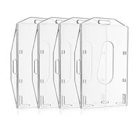 Vicloon Badge Holder, 4 Transparente Plástico Duro Badge Titulares, Vertical y Horizontal Tarjetas de Identificación, Protector de Tarjetas de Ranura para el Pulgar