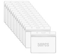 Vicloon Badge Id Tarjeta, 50pcs Soportes para Tarjetas de Horizontales de Plástico Transparente, Impermeables y Resellables, para Tarjeta de Estudiantes, Tarjeta de Visita, Tarjeta de Autobús