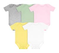 Vicloon Bodies para Bebé, Short-Sleeve Bodysuit para Niños Niñas, 100% Algodón, Mameluco Traje Recién Nacido, Regalos para Bebés, Pack de 5, 9-12 Meses, Color Sólido
