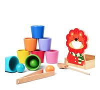 Vicloon Bolas de arco iris en tazas, juguetes Montessori para niños pequeños, 8 bolas de clasificación de colores para niños pequeños, juegos de madera a juego para niños de 3 años en adelante para