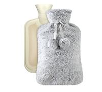 Vicloon Bolsa de Agua Caliente Térmica Con Funda Peluche, Funda de botella de Felpa Suave extraíble y lavable, Hot Water Bottle Capacidad 2 Litros, No hay fugas, Perfecto para Noches Frías de Invierno