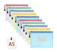 Vicloon Bolsa de Archivo de Multicolor Cremallera, 10 Pcs A5 Bolsa de Documentos con Etiqueta Multicolor de Malla Bolsa de Archivo Bolsas de Cremallera de Almacenamiento de Oficina Accesorios