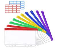 Vicloon Bolsas de Carpeta A6 Plástico, 10 Pcs Carpetas de Plástico de Cremallera Bolsas, con Etiquetas Adhesivas, Impermeables de Hojas Sueltas Translúcidas de 6 Agujeros, para Documentos Cuadernos