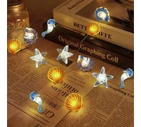 Vicloon Cadena de Luces de Animales Marinos,2M 20 LED Cadena de Luces para Temática de Vida Marina,Alimentado Por Batería,Guirnalda Marina Batería para el Hogar,Dormitorio,Interior,Exterior,Jardín
