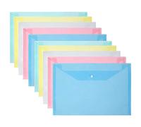 Vicloon Carpetas Para Archivo, 10Pcs Carpetas de Plástico A4 Bolsas de Documentos con Botón para Documentos, Certificados, Recibos, Oficina y Escolar, 5 Colores