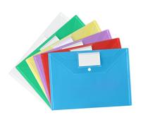 Vicloon Carpetas Para Archivo, 6Pcs Carpetas de Plástico A4 Bolsas de Documentos con Botón para Documentos, Certificados, Recibos, Oficina y Escolar, Colores