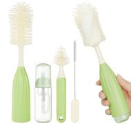 Vicloon Cepillo para Biberones, 3 En 1 Cepillo de Silicona Limpia Biberones con Función Espuma a Presión, para Limpiar Biberones, Tetinas y Sacaleches, Sans BPA, Esenciales Viajeros, Verde
