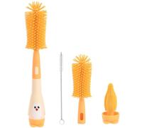 Vicloon Cepillo para Biberones, 3 en 1 Kit Cepillo de Silicona para Botella, Cepillo de Pezón Limpieza de Botellas para Bebés Kit para Botellas y Tetina(Amarillo)