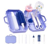 Vicloon Cepillo para Biberones, Set de Limpieza de Biberones de Viaje con Contenedor y Dispensador de Limpiador, Cepillo para Tetinas y Pajitas, Kits de Biberones