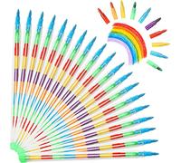Vicloon Ceras de Colores Apilables, 20 PCS Ceras de Colores para Niños, Lápices para Construir, Juguete de Crayones de Colores para Reunión Familiars, Regalo de Cumpleaños para Niños (11 colores en 1)