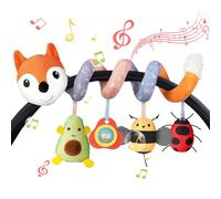 Vicloon Colgantes para Cochecitos Juguetes para Bebé de 0 a 24 Meses, Juguetes de Peluche en Espiral para Bebé con Mordedor y Sonajero, para Cochecitos/Cunas/Asientos de Automóviles (Zorro Naranja)