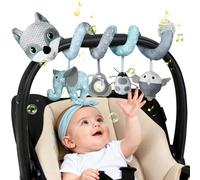 Vicloon Colgantes para Cochecitos Juguetes para Bebé de 0 a 24 Meses, Juguetes de Peluche en Espiral para Bebé con Mordedor y Sonajero, para Cochecitos/Cunas/Asientos de Automóviles (Zorro Gris)